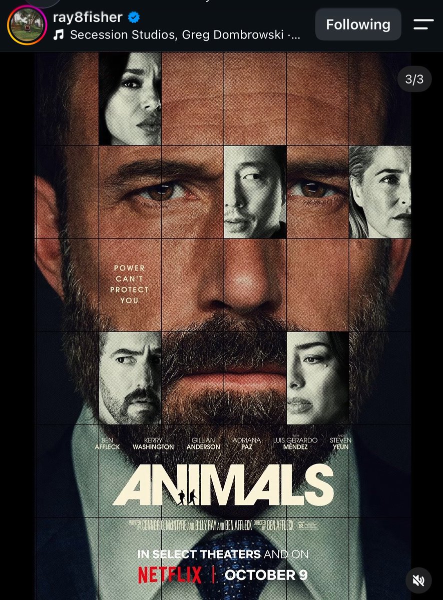 BatfleckMovie's tweet photo. Ray Fisher at the red carpet premiere of “ANIMALS” 

Directed by Ben Affleck and starring Ben Affleck, Ray Fisher, Kerry Washington, “ANIMALS” premieres October 9th in select theaters and on Netflix. https://t.co/yTHTgKeD6W