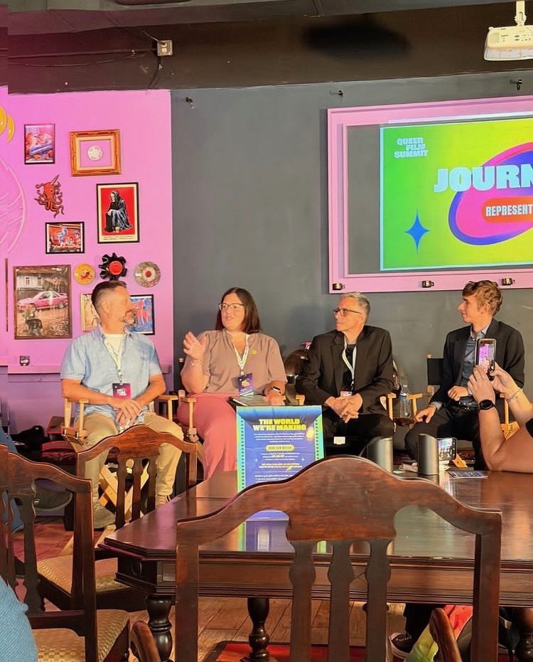 CanCGAtlanta's tweet photo. Terrific partnering with @OutonFilm + @IrelandAtlanta @BelgiumAtlanta colleagues for a 2026 Queer Film Summit panel and mixer that featured British, Canadian, and Czechia filmmakers discussing the challenges of producing queer narratives. #OOF39 continues through Oct. 4 ๐ ๐ฟ ๐ฅ https://t.co/7z1bNox2UE