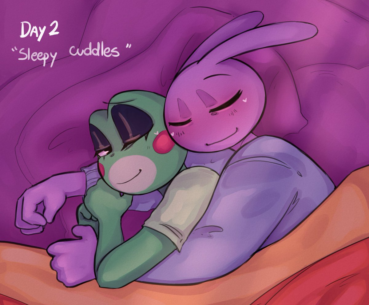Zadsmiaumiau's tweet photo. Day 2💚
"Sleepy cuddles" 
#Ribrabtober #Ribbitrabbittober #jax #ribbit https://t.co/Fy1f6opf0c