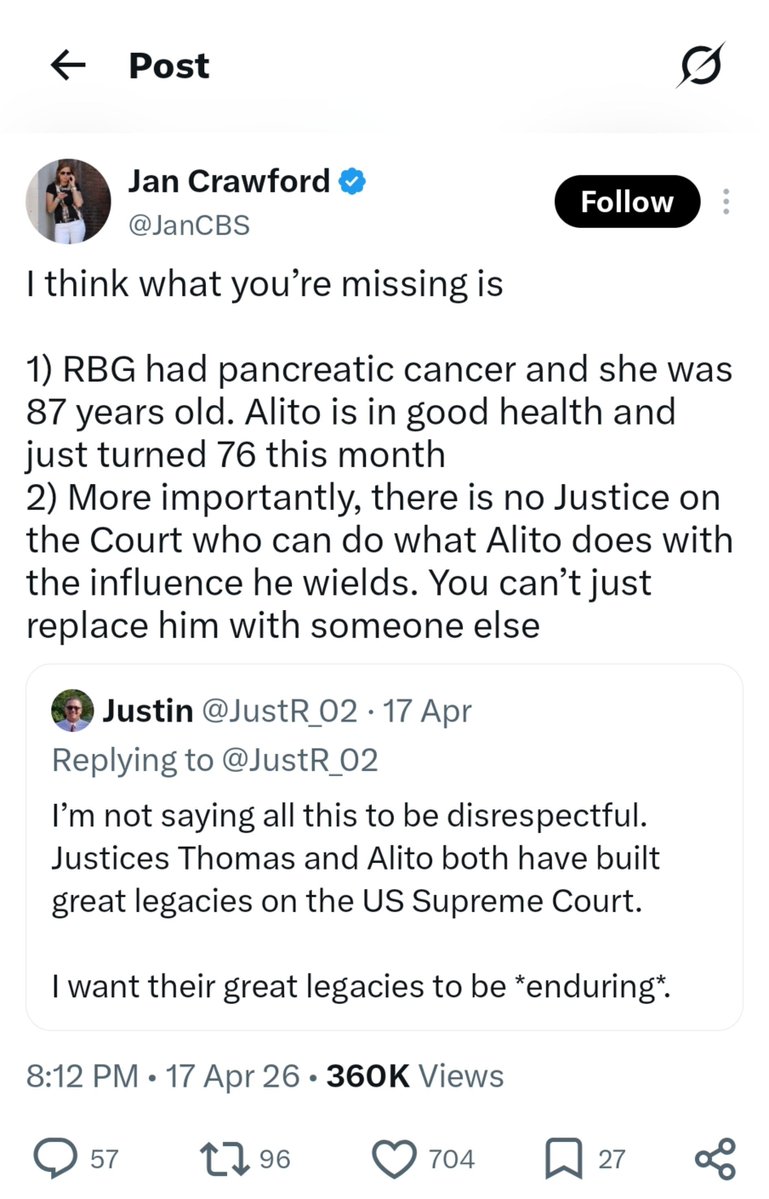 nyttypos's tweet photo. This is the person Bari Weiss’s CBS News has interviewing Justice Alito https://t.co/xRPgfP5K7C