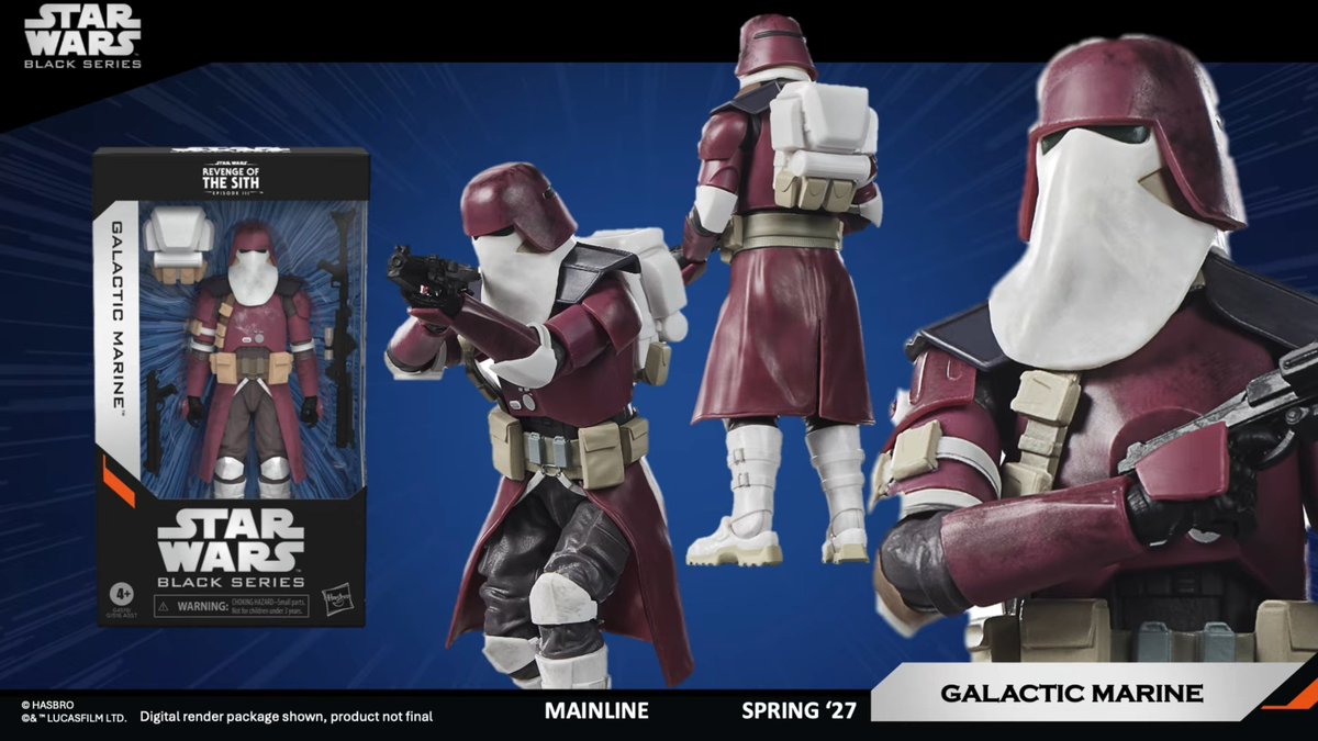 CobaltGreen1138's tweet photo. Easily one of the more accurate Clone troopers in BS. The Galactic Marine is one of Alex Jaeger's most iconic designs from ROTS, and Hasbro's done a really great job replicating the design. Great colors and deco. Shame about the unused prop blaster, though. https://t.co/NYq9Zlnmnb
