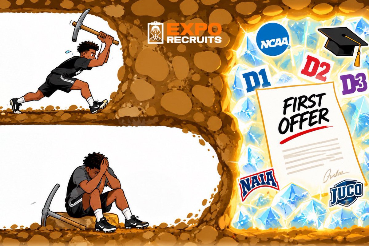 coachgarreck's tweet photo. Your FIRST offer could be closer than you think… 👀

Keep contacting coaches.
Keep following up.
Keep putting yourself out there.

Too many recruits quit digging right before the opportunity comes.

DON’T STOP. ⛏️💎 https://t.co/Df09SaHtQ1