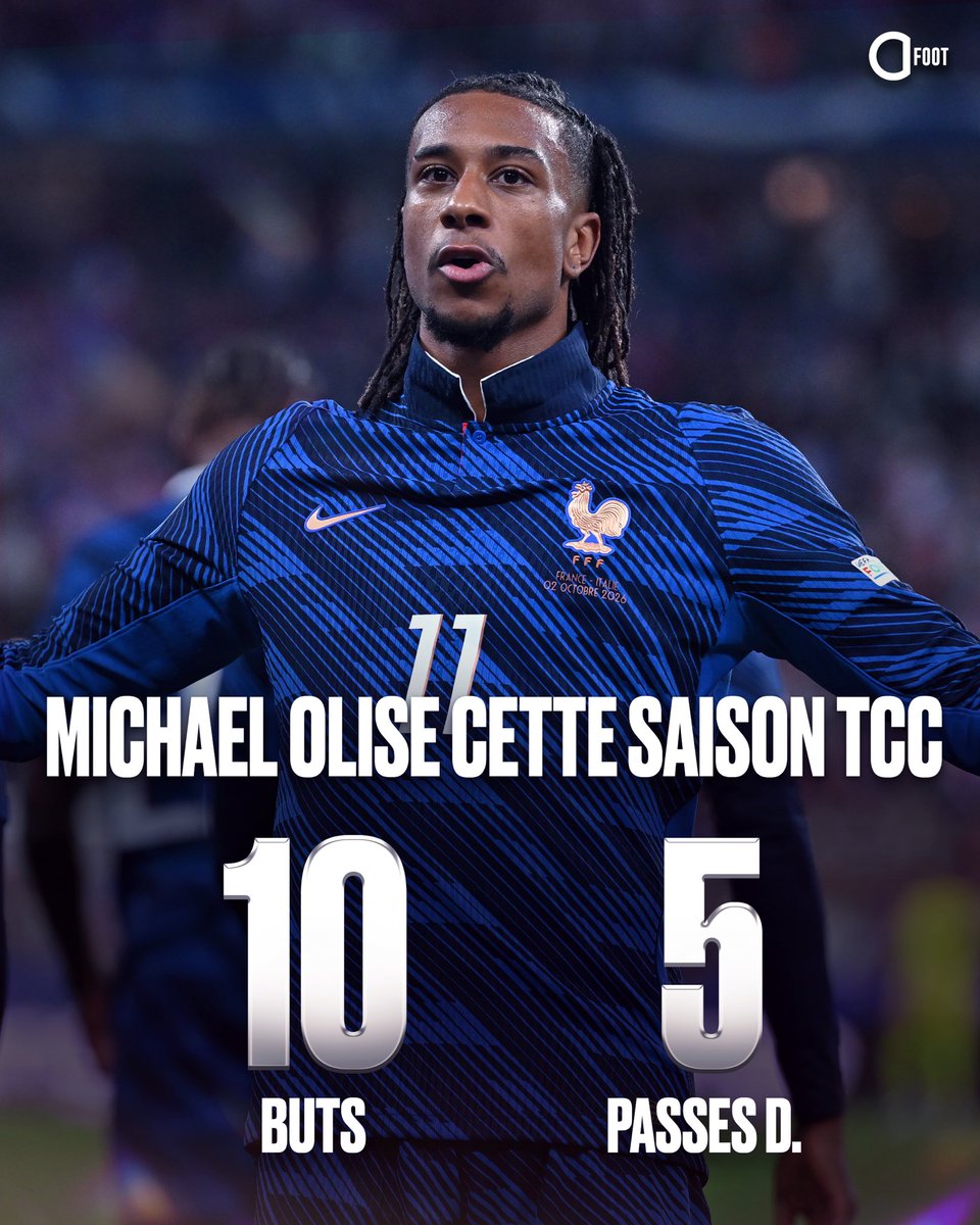 ActuFoot_'s tweet photo. Déjà 15 G/A cette saison TCC pour Michael Olise. 🇫🇷🤩 https://t.co/9jX5rptEWr