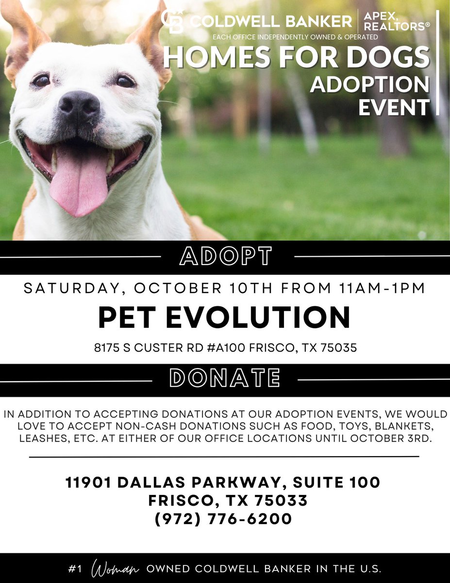 rachaelhrealtor's tweet photo. πΎ Looking for a new best friend? Join us for our Homes for Dogs Adoption Event! πΆπ
π
Oct. 10 | 11AMβ1PM
π Pet Evolution, Frisco
Come meet adorable pups looking for their forever homes! π‘πΎ
#HomesForDogs #FriscoTX #DogAdoption #rachaelhillrealtor https://t.co/Tikc8JLJ43