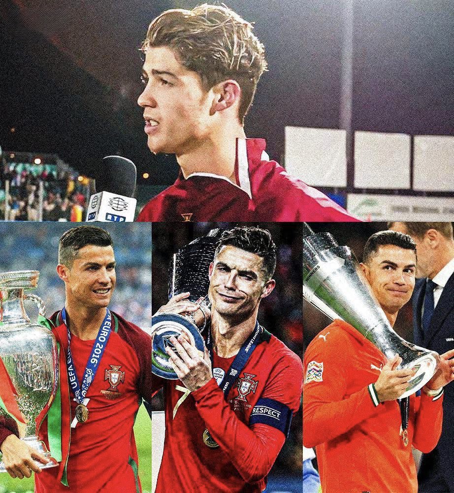 MotivacionesF's tweet photo. 🇵🇹❤️ EN 2004, UN JOVEN CRISTIANO RONALDO TENÍA UN SUEÑO QUE PARECÍA IMPOSIBLE:

🗣️ “Mi sueño es darle a Portugal su primer trofeo internacional.”

20 AÑOS DESPUÉS, no solo cumplió aquella promesa… CAMBIÓ PARA SIEMPRE LA HISTORIA DEL FÚTBOL PORTUGUÉS. 🐐🇵🇹

En 234 partidos con Portugal, Cristiano suma 146 GOLES y 45 ASISTENCIAS.

🏆 1 Eurocopa
🏆 2 Ligas de Naciones

Aquel adolescente que soñaba con hacer historia terminó convirtiéndose en el máximo goleador y gran referente de la selección portuguesa.

❤️🇵🇹 PASÓ DE SOÑARLO A CONVERTIRLO EN HISTORIA.

Sea cual sea el capítulo final, Cristiano Ronaldo le dio TODO a Portugal.