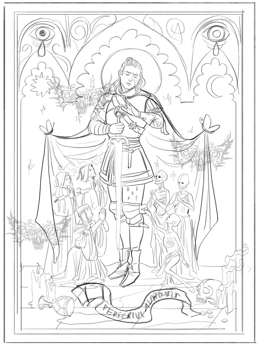 feyspeaker's tweet photo. Interest check: Would you be interested in a Dawnwalker woven tapestry featuring the below (WIP) design? Please comment if so! Trying to gauge if it's something people would like. $175USD like my other tapestries! 
Pre orders would be in November. https://t.co/eq5ZGvPgOv