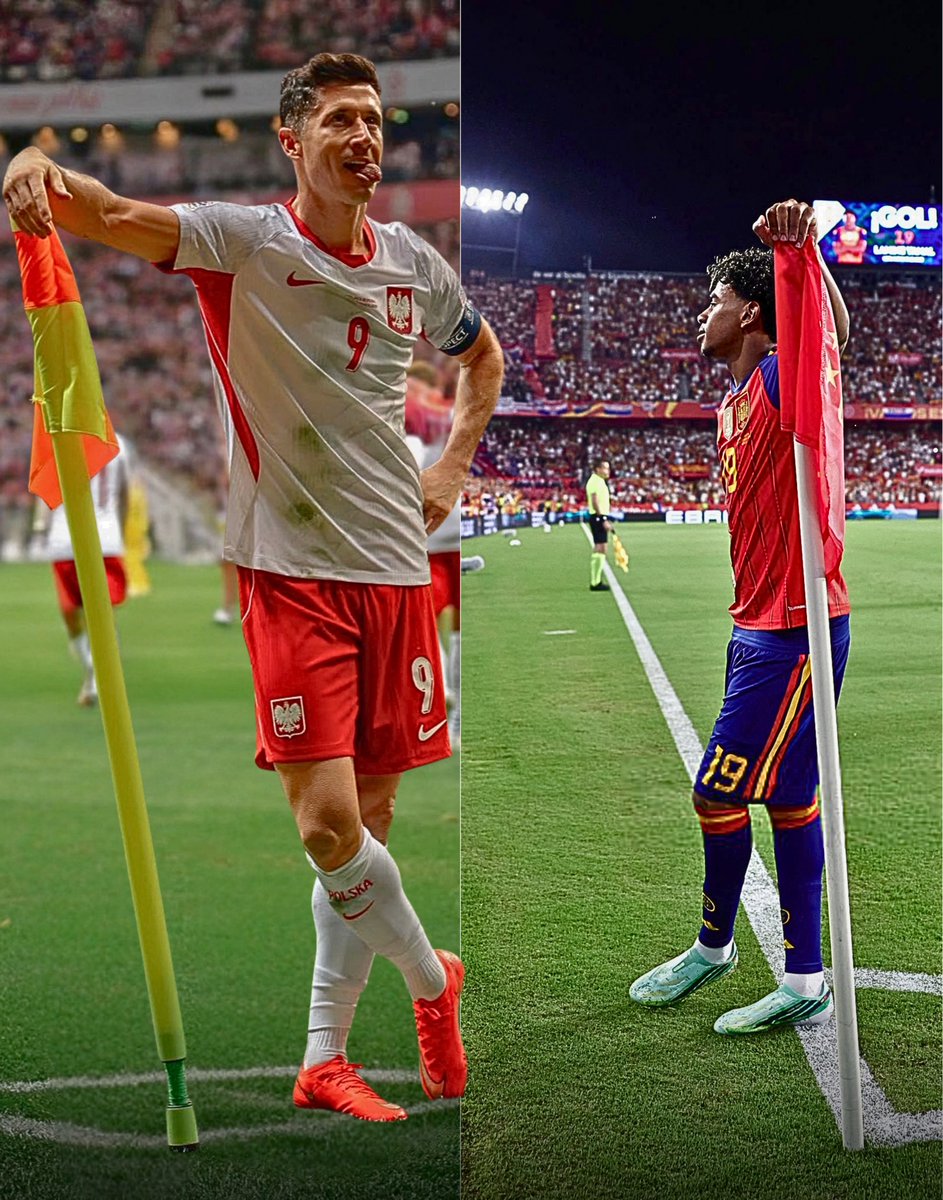 imblaugranna's tweet photo. Lewy and Lamine Yamal both hit the iconic Thierry Henry corner-flag celebration this week. ❤️🔥

Different generations, same legendary celebration. 🥶

Who did it better? 👀 https://t.co/Os4t4do0QW