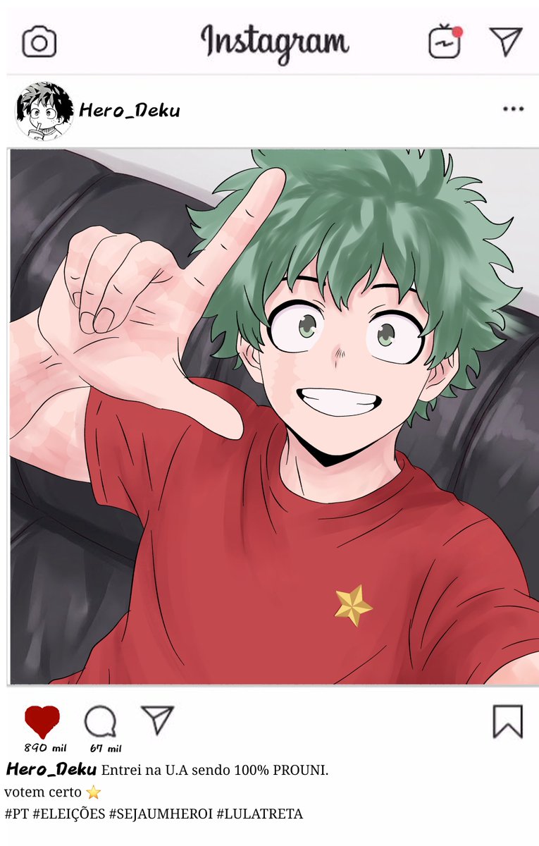 sayurivuzumak's tweet photo. FLAGRADO ⚠️ Izuku Midoriya declara apoio ao Lula em publicação e diz:

"Entrei na U.A sendo 100% PROUNI" 

Nosso herói sempre certo ⭐️👆🏻😼

#Izuku #deku #bnha #mha #Midoriyaizuku https://t.co/KhOhnrXUiH