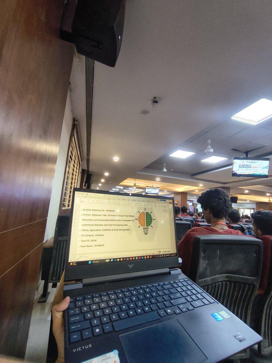 Rajdeep5085348's tweet photo. Cleared the SIH 2026 internal round at TIT Bhopal! 🚀

Team SYGNIFIX's EcoBite: AI + IoT to prevent kitchen food waste &amp; send surplus to NGOs.

PS: SIH26234
Proud to be Team Lead. Wish us luck for the next round 🤞

#SIH2026 #SmartIndiaHackathon #sygnifx https://t.co/cuiTFKUmlt