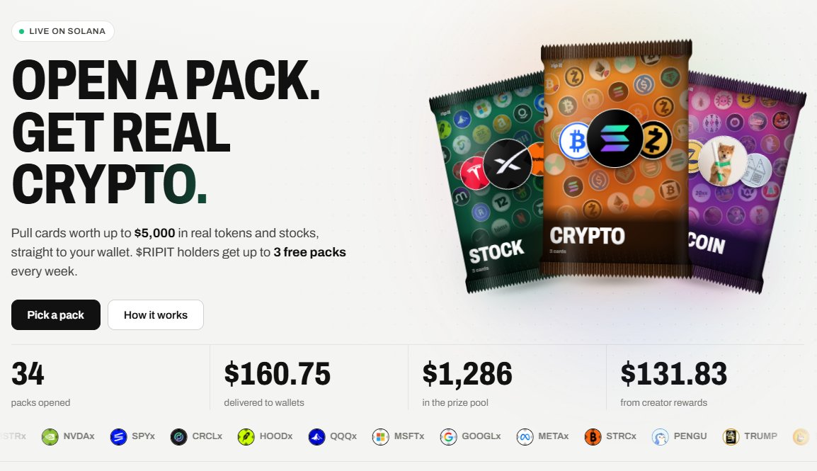 RipItSol's tweet photo. Already $160 has been distributed to users opening packs on Rip It!

People are ripping packs and getting paid already.

Open yours and see what you pull.

DN5uhGU1Dfx1zJXveBuYk2Rn8eGuMKF7xJZmcZuLpump https://t.co/oFkSjst1lN
