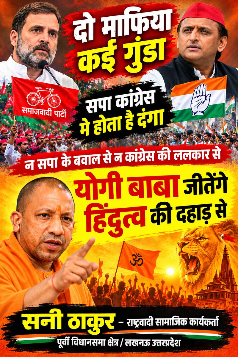 UP_WALE_BABA's tweet photo. दो माफिया कई गुंडा...
सपा कांग्रेस सरकार मे होता है दंगा...

योगी सरकार के यूपी मे सब है चंगा 

🚩 जय श्री राम 🚩 #YogiAgain 
@myogiadityanath. @myogioffice https://t.co/4VuncpdSGj