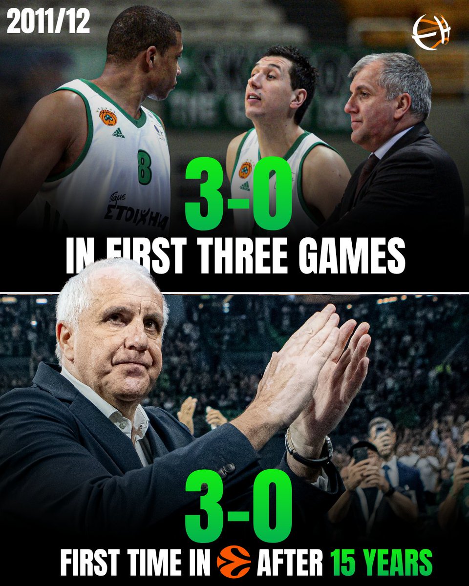 Eurohoopsnet's tweet photo. ☘️ PANATHINAIKOS is hot and off to a 3-0 start into the new EuroLeague season

The previous time that happened? When ZELJKO OBRADOVIC had last coached the team in 2011-2012 https://t.co/xAZ4L6NL2E