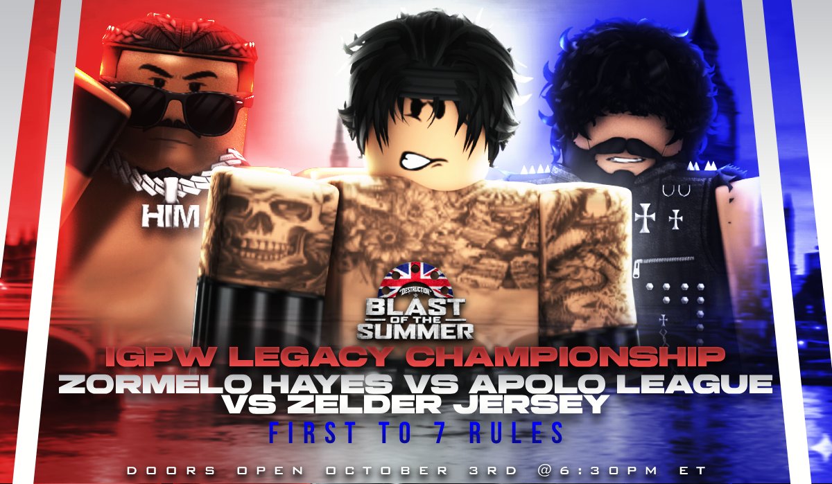 Destruction_RW's tweet photo. DESTRUCTION | SHOWCASE!
We have decided to invite @IGPWMedia to take part in our FINAL Blast of the Summer PPV and they have chosen to showcase the LEGACY CHAMPIONSHIP TRIPLE THREAT MATCH!
Who is going to come out victorious? Come and see TOMORROW!
#THEFINALCHAPTER https://t.co/3ilDI5rwBy