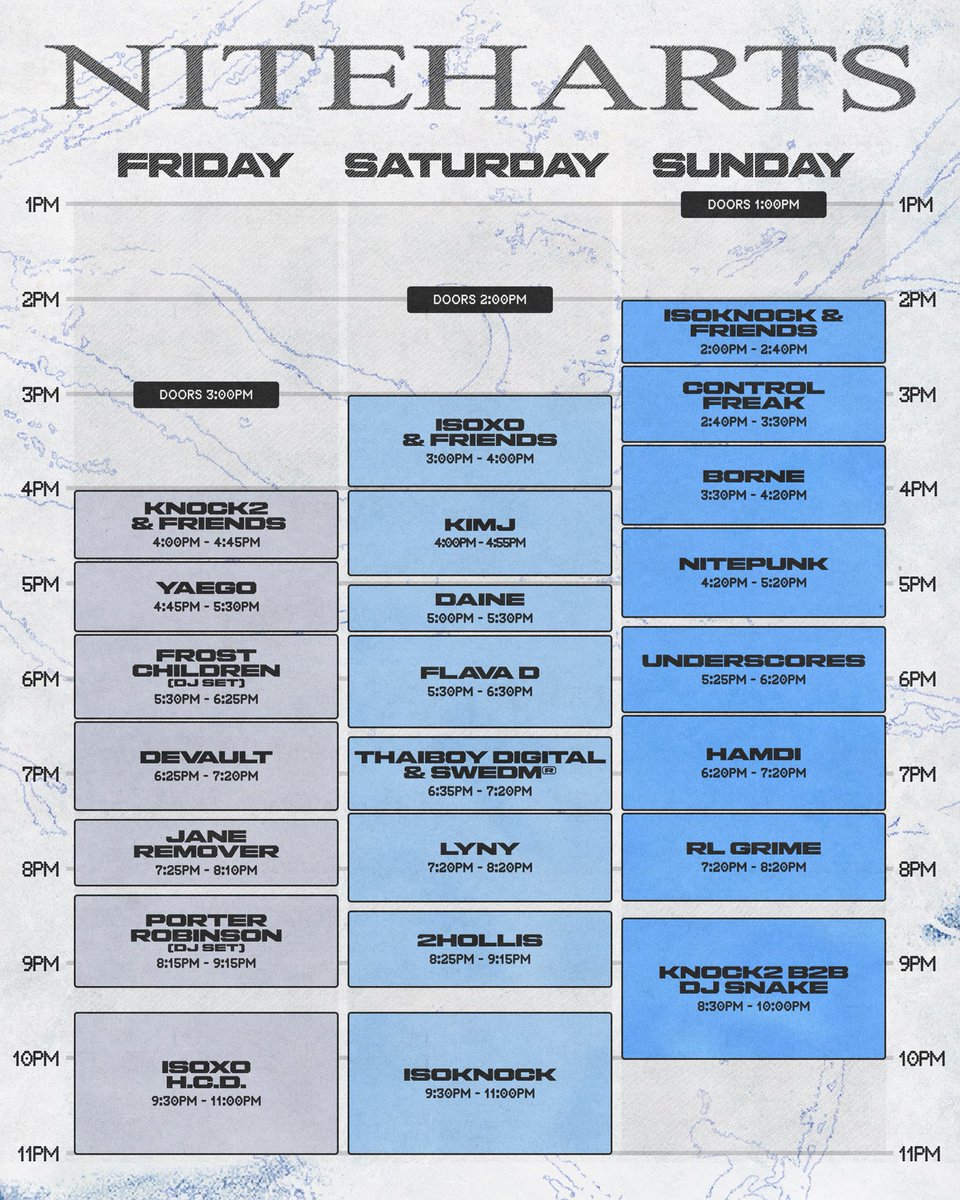 niteharts's tweet photo. set times ✸ https://t.co/BDF3aDyyKc