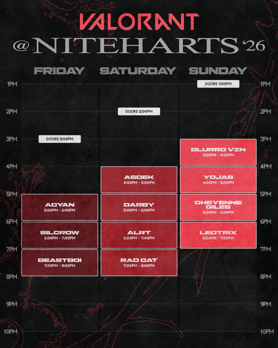 niteharts's tweet photo. set times ✸ https://t.co/BDF3aDyyKc