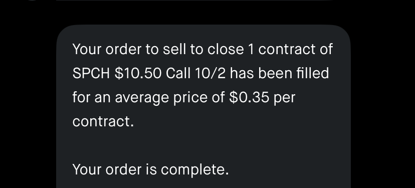 HGIC20's tweet photo. $SPCH Bought it on Monday and didn't average in. called out 11 and didn't get in due to some projects that I am working on.  Came out with minimal profit. Sometimes knowing something will hit doesn't mean you go all out. https://t.co/EZdOd4wpda