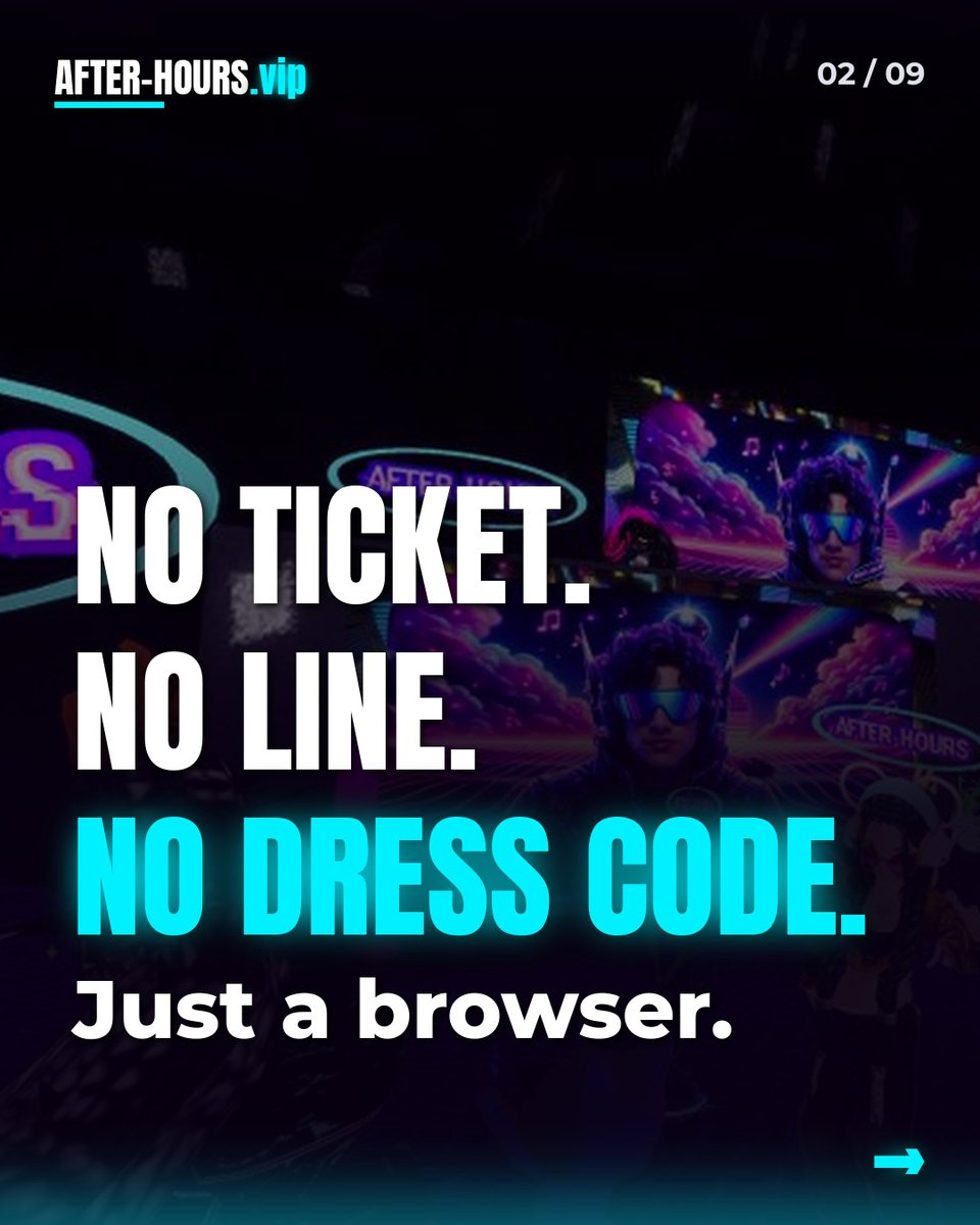 AFTERHOURS_vip's tweet photo. NYC lost ARC. So we rebuilt it in the metaverse. 🪩

How to get in: reply or DM PORTAL 🌀 and we'll DM you the link straight into 4RC Night Club.

⚠️ Follow @afterhours_vip first, or we can't DM you the link.

Metaverse AFTER-HOURS 💃🪩🕺
Media by @Rythmesaint https://t.co/qC8oKMJU1a