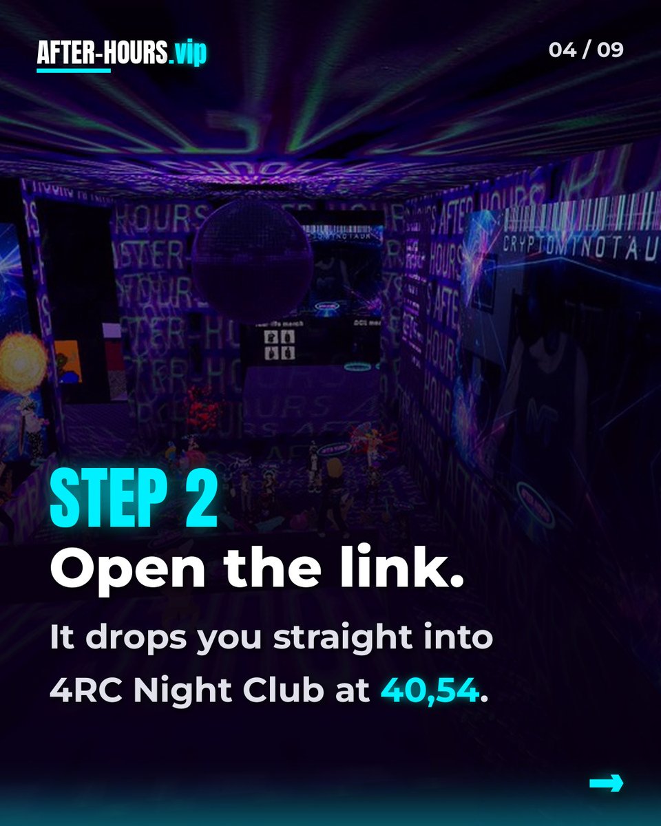 AFTERHOURS_vip's tweet photo. NYC lost ARC. So we rebuilt it in the metaverse. 🪩

How to get in: reply or DM PORTAL 🌀 and we'll DM you the link straight into 4RC Night Club.

⚠️ Follow @afterhours_vip first, or we can't DM you the link.

Metaverse AFTER-HOURS 💃🪩🕺
Media by @Rythmesaint https://t.co/qC8oKMJU1a
