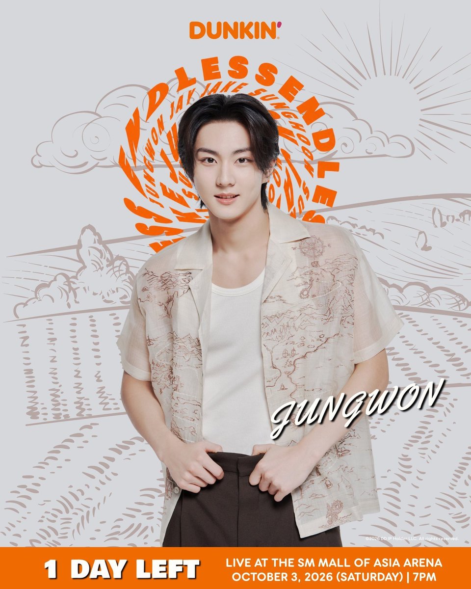 ENGENEArchivE7's tweet photo. 261003 | [ENHYPEN] @dunkinph Twitter

ONE MORE SLEEP! 🧡 Tomorrow, it’s finally 𝐄𝐍𝐃𝐋𝐄𝐒𝐒 time with #ENHYPEN! #DunkinPH_ENDLESS #ENDLESSFunMeet #JUNGWON

#엔하이픈 https://t.co/j37Jh5mT0S