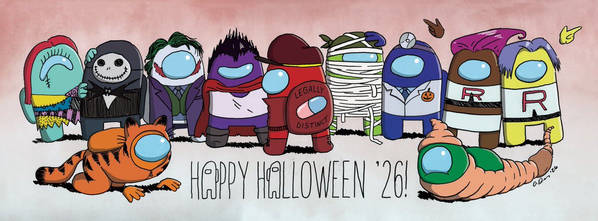 sulli97150's tweet photo. @AmongUsGame Happy Halloween.  From our special guests (Art from Owen Dennis) https://t.co/JuELrkThac
