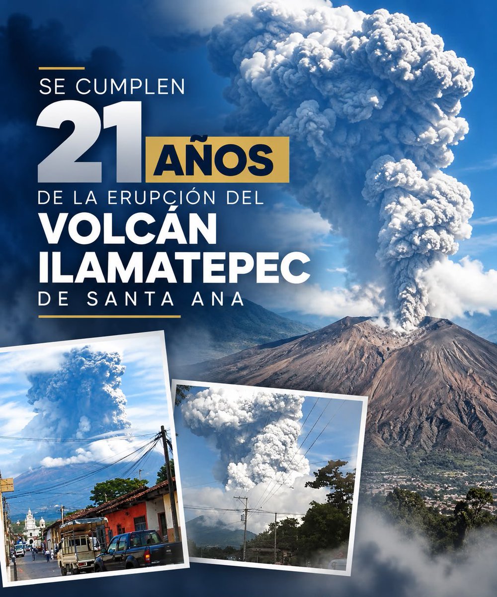 SalvadorActual's tweet photo. Nacionales||  21 años de la erupción del volcán de Santa Ana

El 1 de octubre de 2005, el volcán Ilamatepec, en Santa Ana, registró una erupción que expulsó ceniza y material volcánico, acompañada de actividad eléctrica en el cielo.

A 21 años de aquel episodio, el volcán permanece como un símbolo de la fuerza de la naturaleza y como parte de la memoria de los salvadoreños.