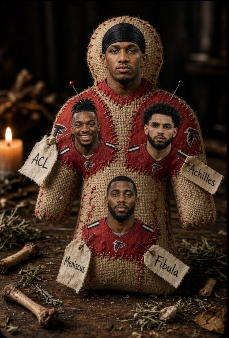 Saints504_'s tweet photo. It's all fun and games until I hit the Voodoo Lady in Haiti and tell her I need "Penix's ACL, Bijan's Achilles, London's Fibula, and Pitts meniscus" https://t.co/ebVqojKUXH