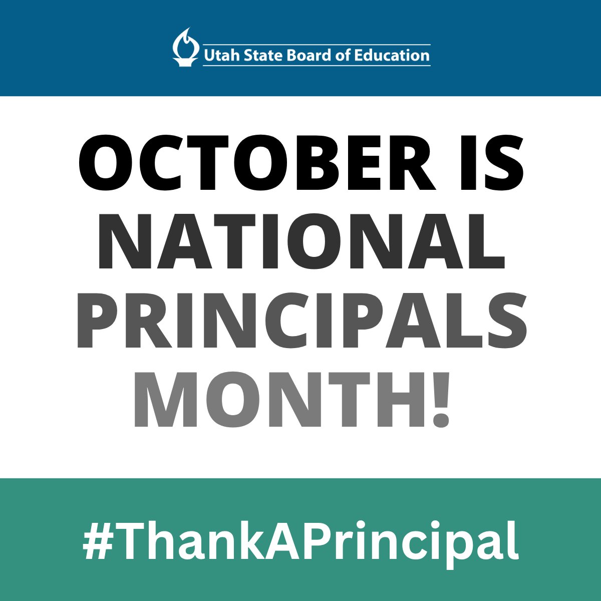 UTPublicEd's tweet photo. October is National Principals Month! Great schools depend on strong leadership, and we’re grateful for Utah’s principals and the difference they make each day. Thank you for all you do!

#ThankAPrincipal #NationalPrincipalsMonth #USBE https://t.co/r1LvXYKDAX