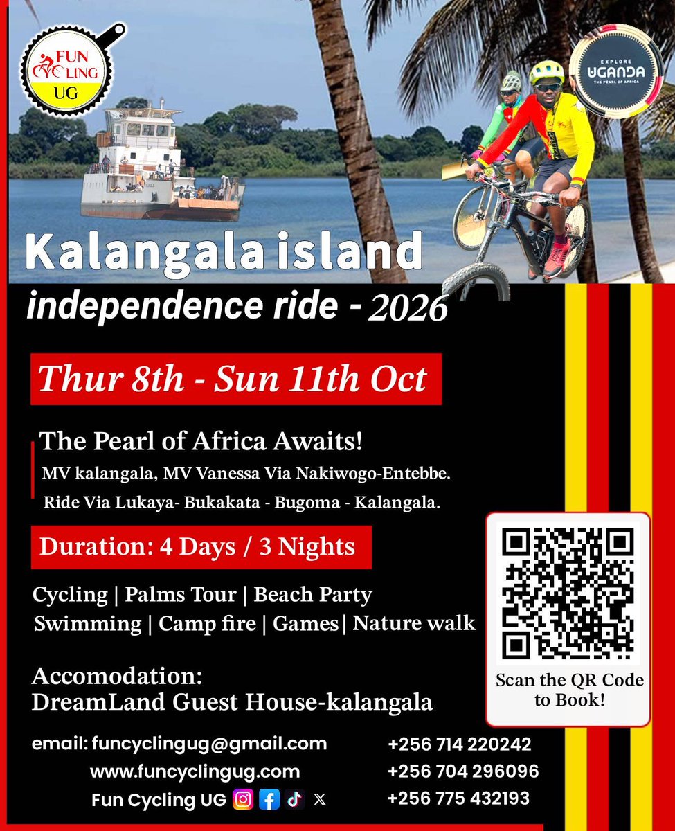 FunCyclingUg's tweet photo. Kalangala island Independence Ride is loaded.. Click the link below to book...
https://t.co/Iwf1Qxr1ME

@ExploreUganda 
@TourismBoardUg 
#Ssesseislands
#saferoads https://t.co/c18g9sKCiv