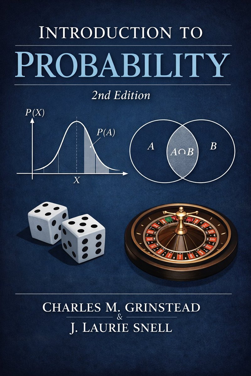 pickover's tweet photo. Mathematics.

Free book PDF.  "Introduction to Probability," 2nd edition, by Charles M. Grinstead and J. Laurie Snell.  

"Probability theory began in seventeenth century France when the two great French mathematicians, Blaise Pascal and Pierre de Fermat, corresponded over two problems from games of chance. Problems like those Pascal and Fermat solved continued to influence such early researchers as Huygens, Bernoulli, and DeMoivre in establishing a mathematical theory of probability. Today, probability theory is a well-established branch of mathematics that finds applications in every area of scholarly activity from music to physics, and in daily experience from weather prediction to predicting the risks of new medical treatments."
Link: https://t.co/JxZlnwr6Gi