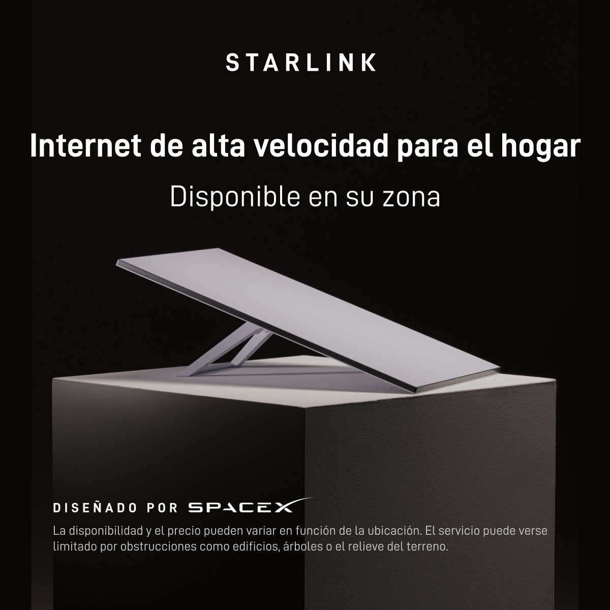 Starlink's tweet photo. Obtenga internet residencial rápido y confiable para disfrutar de streaming sin interrupciones, trabajar desde casa, jugar en línea y mucho más en múltiples dispositivos.

Haga su pedido en línea en pocos minutos.