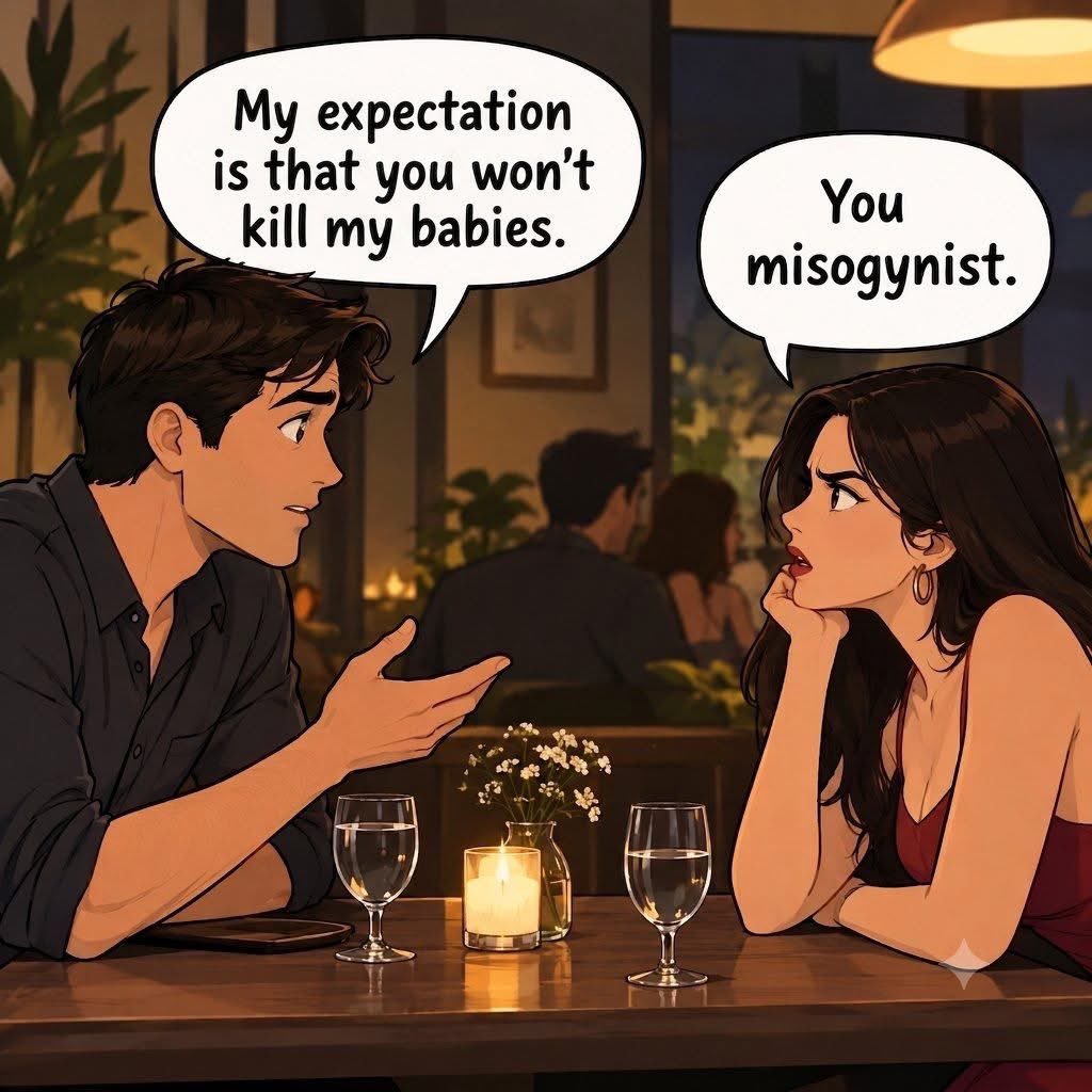 Notmyfault99's tweet photo. Sad times when men’s expectations now include that the female not kill his babies. 👀 https://t.co/0esvCgr4td