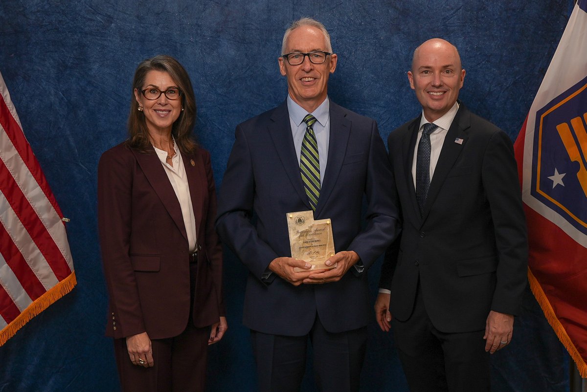 JobsUT's tweet photo. Congrats to Dan Schuring, recipient of the 2026 Governor’s Award for Excellence! Dan plays a vital role at @JobsUT, navigating the legislative process and helping ensure DWS remains accountable, compliant and responsive. Thank you, Dan, for your dedicated service to DWS and Utah! https://t.co/iOY97GbpMP