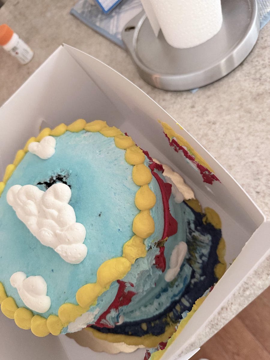 Vannessam25's tweet photo. @Publix I am so sorry I am not able to show a perfect Publix cake for my son’s party tomorrow thanks to an idiot that didn’t have break lights in front of me. 🫠😫 #publix #publixbakery https://t.co/NnusvoR6Na