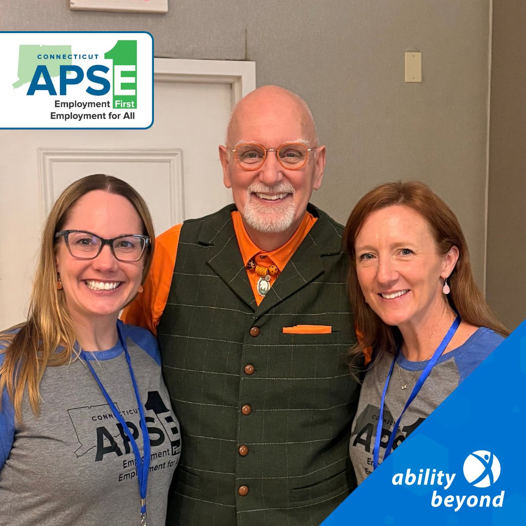 AbilityBeyond's tweet photo. Ability Beyond was proud to help lead the conversation at the 2026 CT APSE Conference. Congratulations to Carrie O'Connell, Kate Travis, Andrea Brunner, Griffin Hollis, John Schiller, Glenna Rains &amp; Kevin Cooper on a successful event! 👏 #EmploymentFirst #CTAPSE https://t.co/VxHeXmlVUU