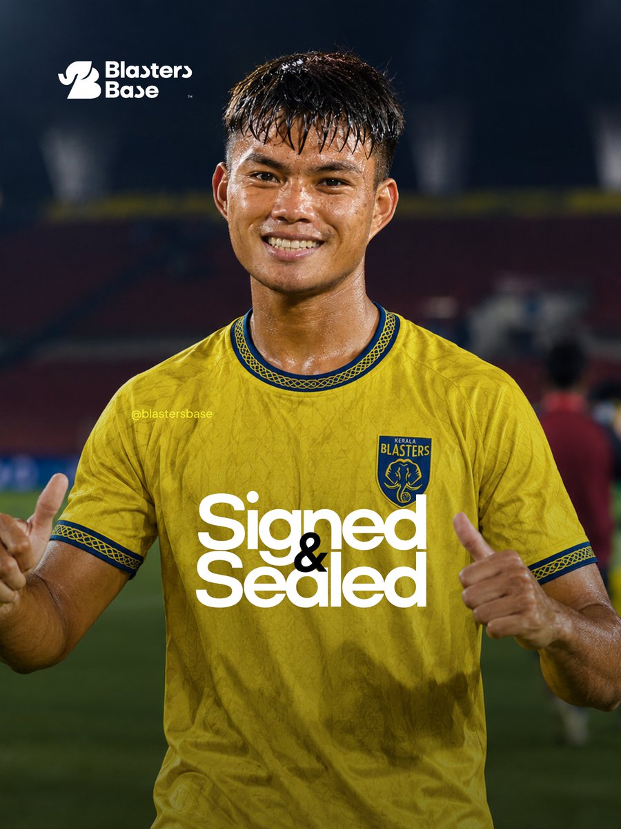 blastersbase's tweet photo. 📝 SIGNED &amp; SEALED! 💛💙

Ramhlunchhunga is officially a Kerala Blasters player. 🐘🔥

The deal is done, and the 2026–27 chapter begins in Yellow. 💛

Welcome to the Blasters, Ramhlunchhunga! 💙

#KBFC #KeralaBlasters #Ramhlunchhunga #BlastersBase https://t.co/ZrEcLJayTL