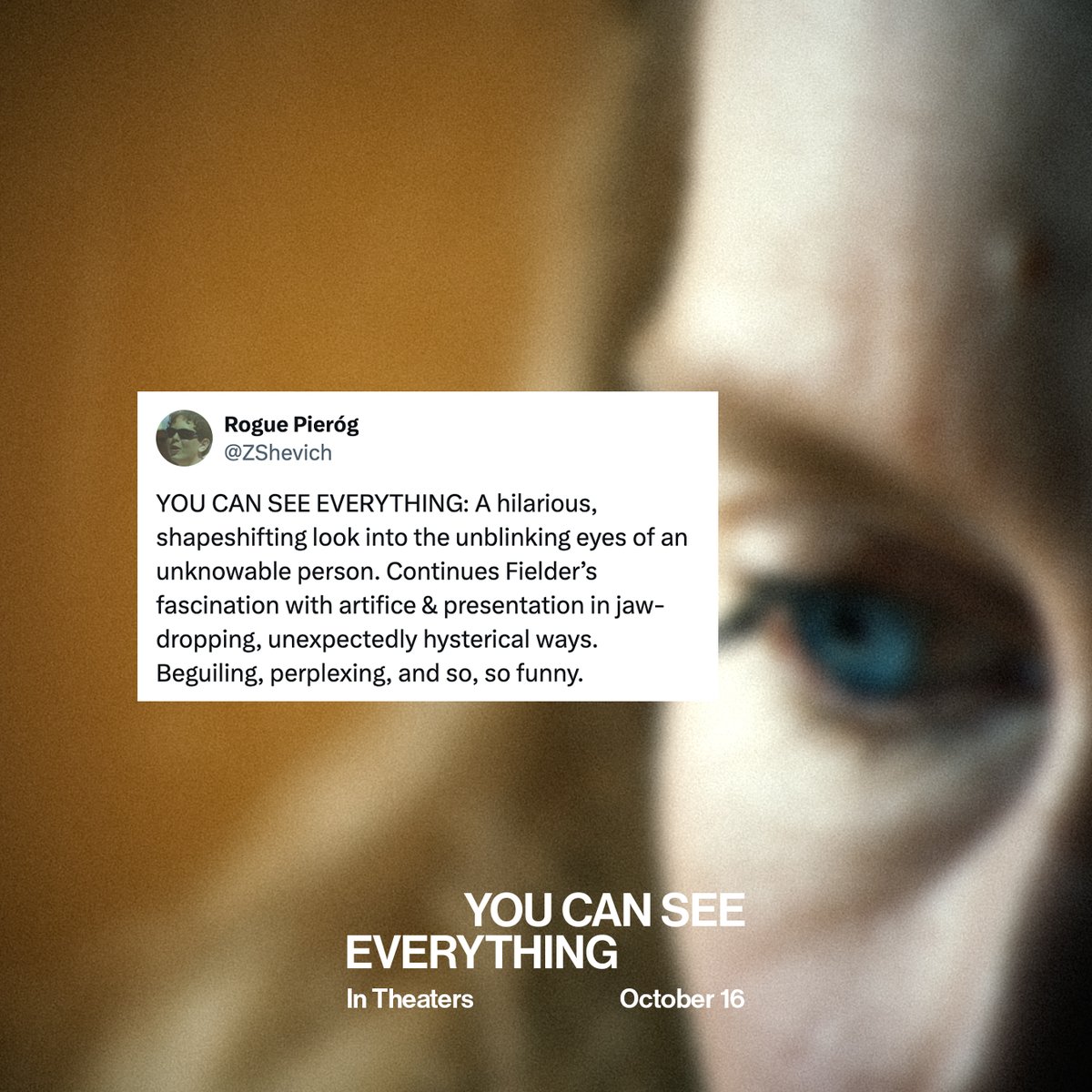 A24's tweet photo. “We’ll be talking about it for the rest of our lives.” Get tickets to YOU CAN SEE EVERYTHING – Only in theaters October 16.