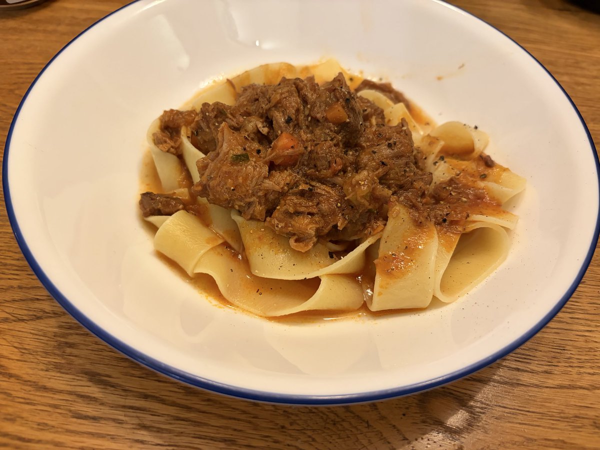 sfrantzman's tweet photo. Our slow cooked ragu with a bit of inspiration from à la Genovese napoletana
We used Osso Buco meat and a bit of chuck and other ingredients, I posted the recipe before in another post
Below is the final plated
#chezfrantzman https://t.co/1Ct3JXNWcx