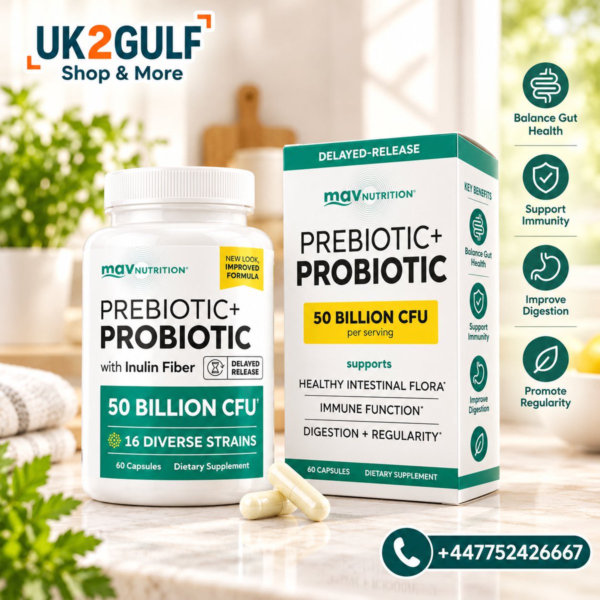 UK2GULFcom's tweet photo. ๐ฟ ุจุฑูุจุงููุชู ูุจุฑูุจููุชู โ MAF Nutrition
60 ูุจุณููุฉ ุจุชุฑููุจุฉ ุชุฌู
ุน ุจูู ุงูุจุฑูุจุงููุชู ูุงูุจุฑูุจููุชู ูู ู
ูู
ู ูุงุญุฏุ ูุณููุฉ ุงูุฅุถุงูุฉ ุฅูู ุฑูุชููู ุงูููู
ู โจ
#MAFNutrition #Probiotics #Prebiotics #GutHealth #uk2gulf https://t.co/jcfkcSeWW9
