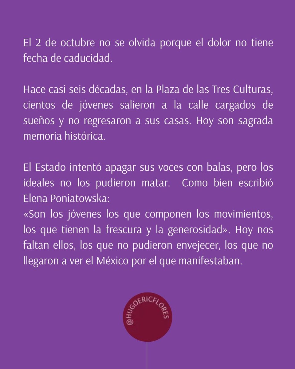 HugoEricFlores's tweet photo. #MexicoMerecePaz
#2deOctubre #2deOctubreNoSeOlvida https://t.co/eHzlBnkhRa