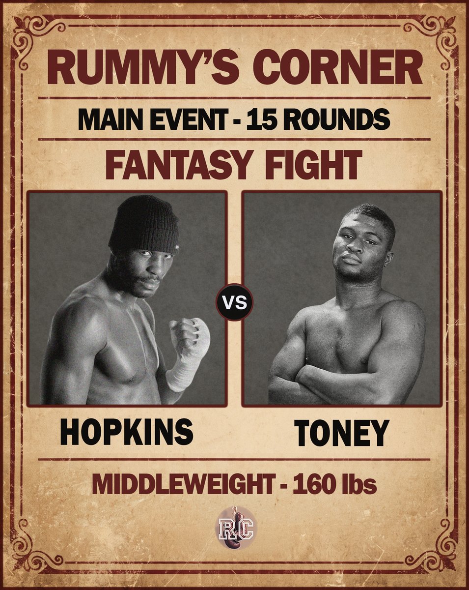 RummysCorner's tweet photo. 15 ROUNDS at 160 lbs: Bernard Hopkins vs James Toney.
Masterclass execution and discipline vs slick shoulder-roll infighting mastery. Who takes it over 15?
Vote below and explain why! ππ₯
#Boxing #BernardHopkins #JamesToney #RummysCorner https://t.co/E8wpfMjdYn