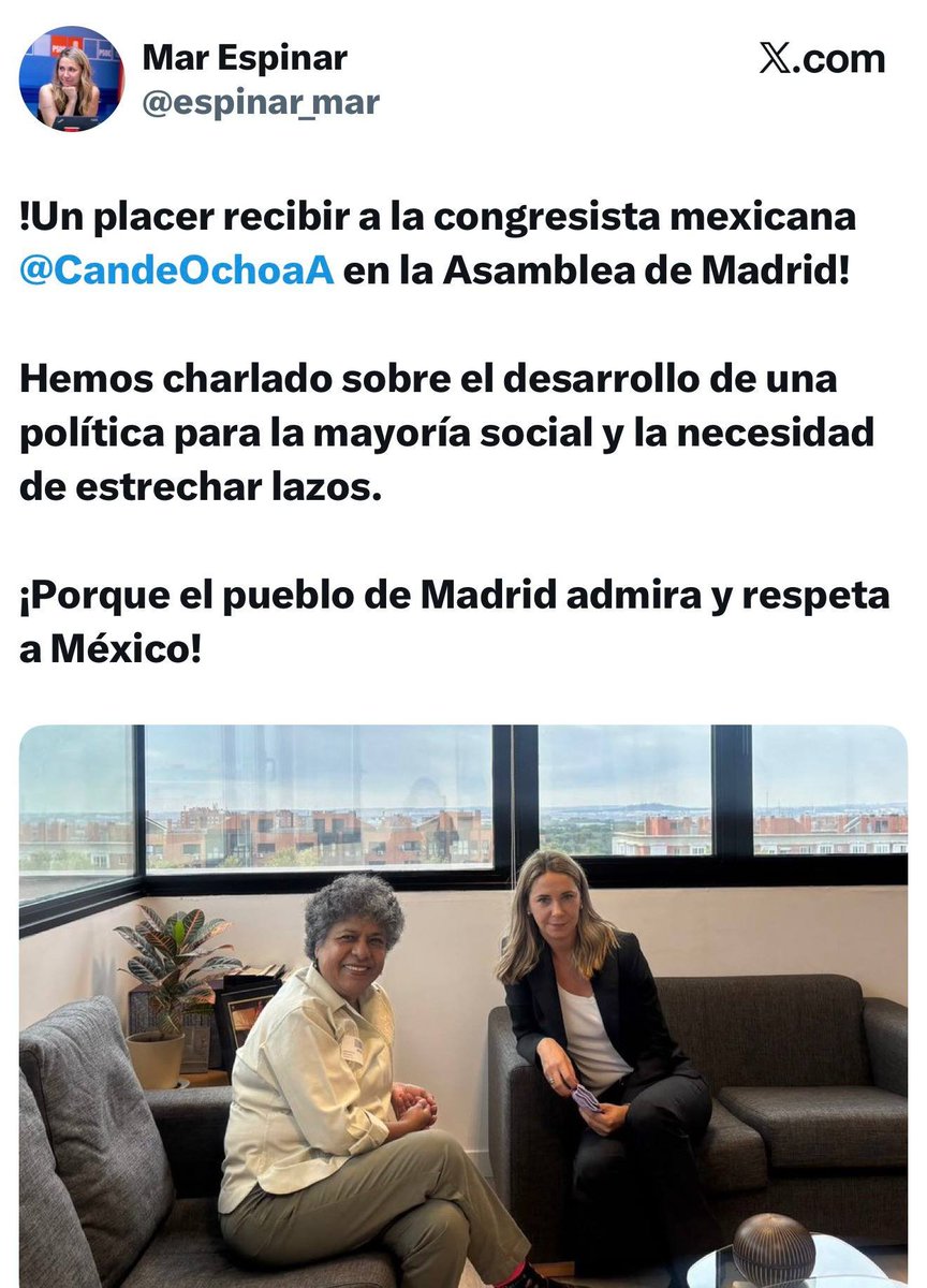 jorgegogdl's tweet photo. El año pasado la diputada morenista @CandeOchoaA llamó a España "colonialista" y salvaje, ahora acude al parlamento de Madrid invitada por la diputada @espinar_mar 

Que rápido se le olvidó lo anticolonialista cuando le dieron un viaje gratis a España, hay que ver quien lo pagó https://t.co/81gbfLUIaX