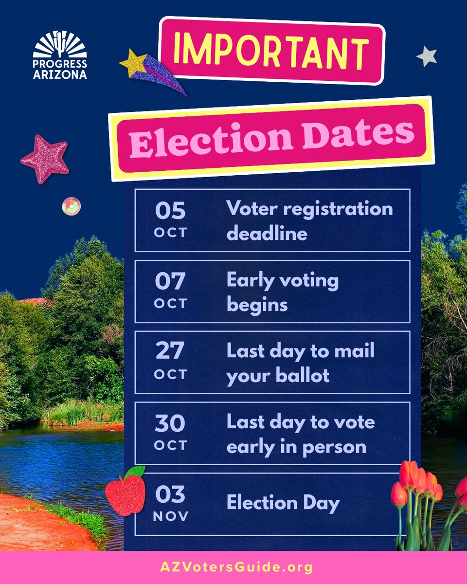 Progress_AZ's tweet photo. ⏰ The voter registration deadline is Monday, October 5th! Already updated your registration? 

📢 Save and send this post to 3 friends and make your plan to vote! 

🔗 https://t.co/qLFDjkL5mB https://t.co/G38WjneQQS