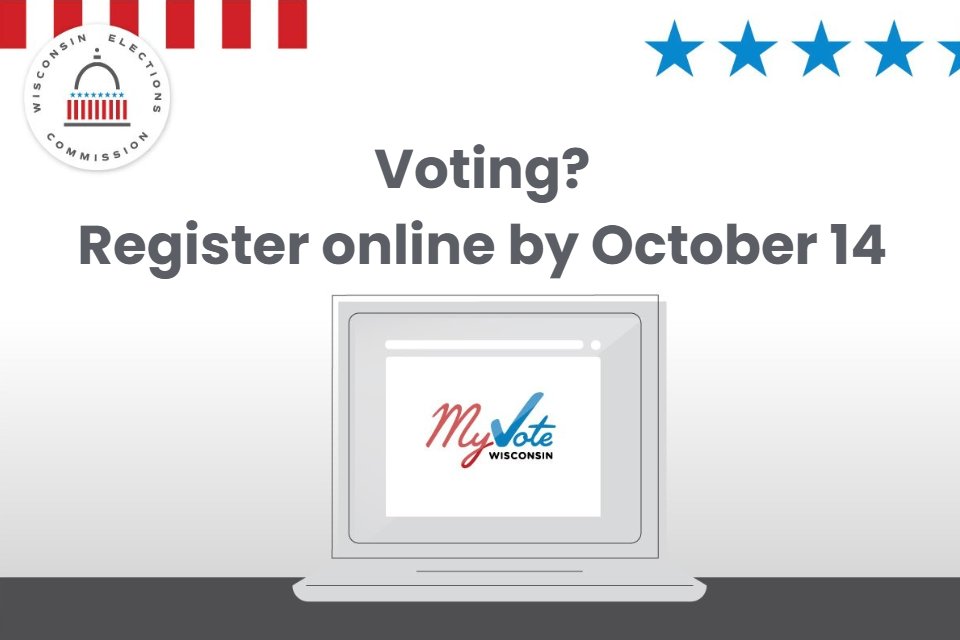 RepJessie's tweet photo. Today is the last day to register to vote online or by mail for the upcoming Nov. 3 Election! Start or update your registration at https://t.co/lwtVG1YlF3.

After today, you can still register in your municipal clerk’s office until 5pm on Oct. 30, or at the polls on Election Day. https://t.co/aKTXUGAO6C