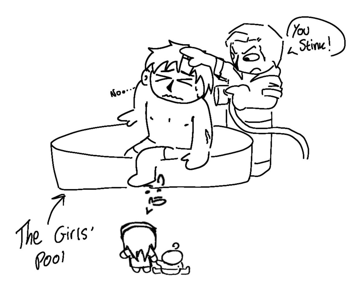 ihatemyproject's tweet photo. here’s ethan bathing will in a kids pool (specifically the one ethan had bought for rose and sherry…)

(requested by @Finny_boyyyy !) https://t.co/O9u5Zr2ve1