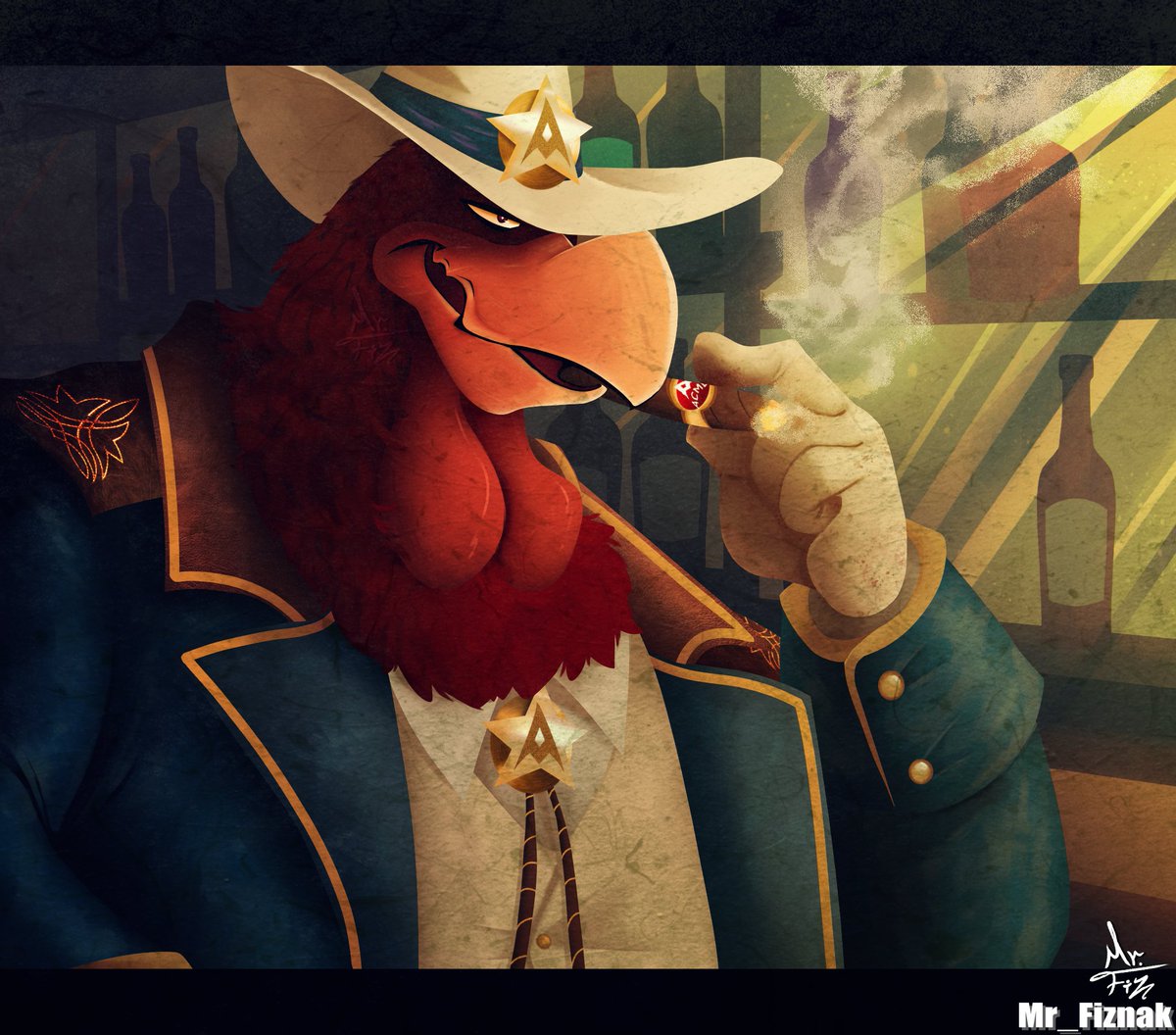 Mr_Fiznak's tweet photo. Es un vaquero AU que hice hace muchos años solo que lo adapté mejor con la película del coyote vs acme, básicamente Claudio sigue siendo "CEO" de ACME Por cierto, tiene ambos nombres, Claudio Foghorn Leghorn, pero lo llaman "Don Gallo" en este AU #looneytunes #foghornleghorn https://t.co/dZhIw58wYM