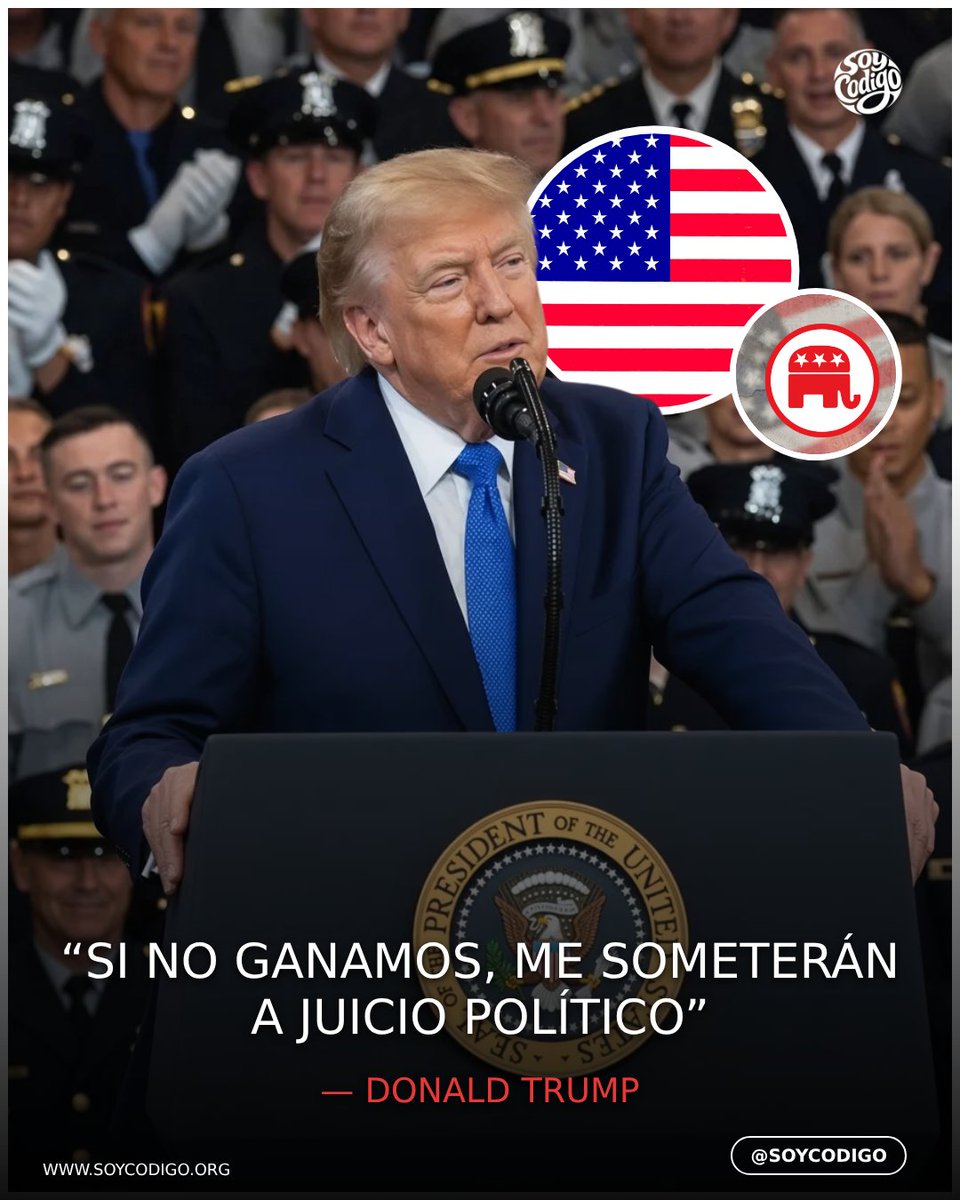 CodigoCreator's tweet photo. 🚨 #ATENCIÓN 🇺🇸 Donald Trump pide el voto republicano y advierte: “Si no ganamos, me someterán a juicio político”.

🗣️Durante actos de campaña en Texas y Oklahoma, Donald Trump pidió a sus seguidore… #USA #DonaldTrump https://t.co/iMywWUh1Q2
