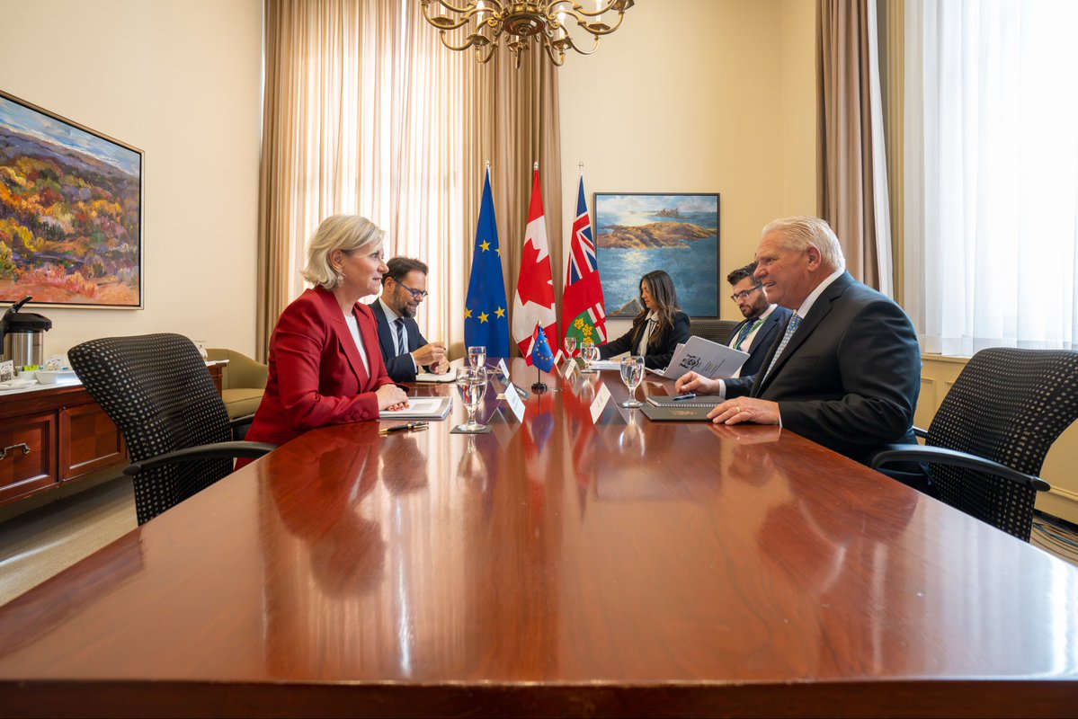 fordnation's tweet photo. This afternoon, I had productive meetings with @EUAmbCanada Geneviève Tuts and @GerAmbCanada Matthias Lüttenberg. As we work to build a more competitive and resilient economy, we’re diversifying our trading partners to find new markets for Ontario products in Europe and around the world.