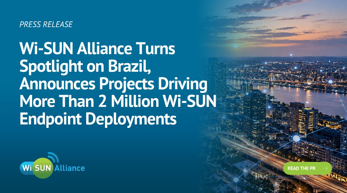 WiSunAlliance's tweet photo. 🇧🇷 #WiSUN is gaining momentum in Brazil. Member companies are engaged in projects deploying 2M+ Wi-SUN endpoints across 60 cities for CPFL Energia and Cemig.

Find us at Smart Grid Forum Oct. 6–7 in São Paulo. Read the PR: https://t.co/goQyc99rcg

#SmartGrid #AMI #SmartMetering https://t.co/o3h1aSF4m7