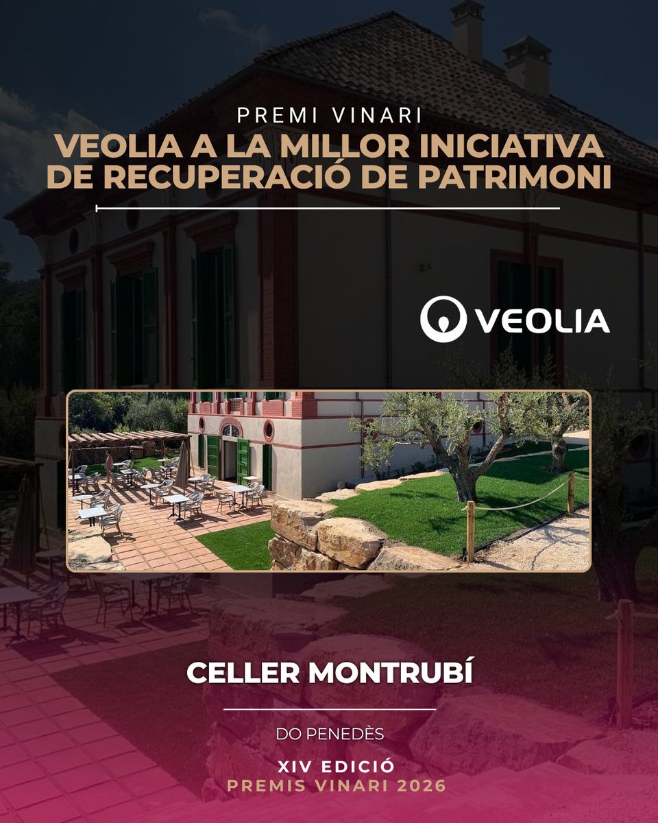 PremisVinari's tweet photo. 👋🏻🍇 És el moment de donar un nou Premi Especial, el Premi Vinari @Veolia_Cat a la Millor Iniciativa de RECUPERACIÓ de patrimoni vitivinícola català:

🔶 @montrubi (@dopenedes)

👉🏽 Lliura el premi Ramon Martinez, Responsable de Relacions Estratègiques de clients de Veolia a Catalunya.

#Vinari26