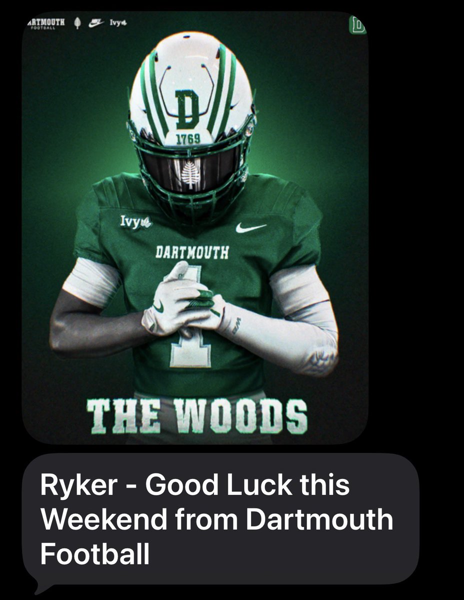 Ryker_Rohaley's tweet photo. Thank you @DartmouthFTBL @CoachShaneMonty @odequel @CoachJCraft @_CoachWilks @QuentinJones_ @Coach_McCorkle https://t.co/7vNLDvI4i0